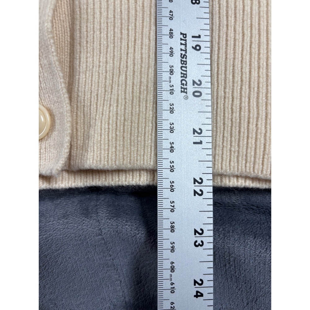 L'art Cream Wool Blend V-Neck Button Front Cardigan Sweater Made in Korea FREE - Picture 8 of 10